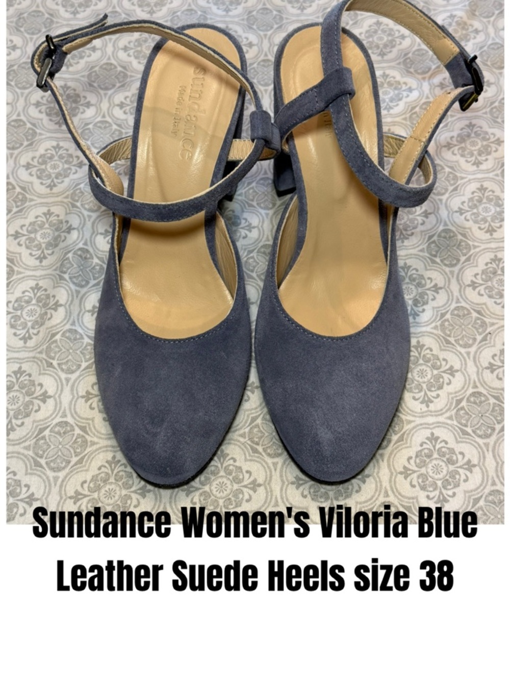 Sundance Women's Viloria Blue Leather Suede Heels size 38